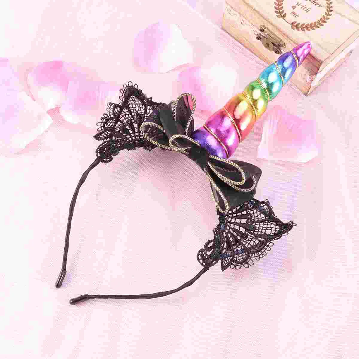 

2 Pcs Unicorn Hairband Cat Ear Lace Headband Women Girls Red Hair Band Hair Accessories for Hallowen Party Cosplay Christmas