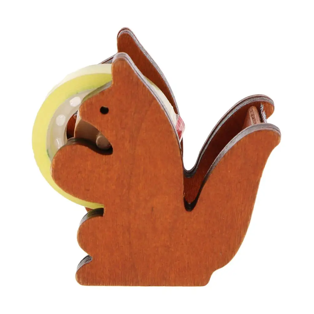 Wood Squirrel Tape Dispenser /Album Masking Tape Cutter Office Tape Holder Friendly