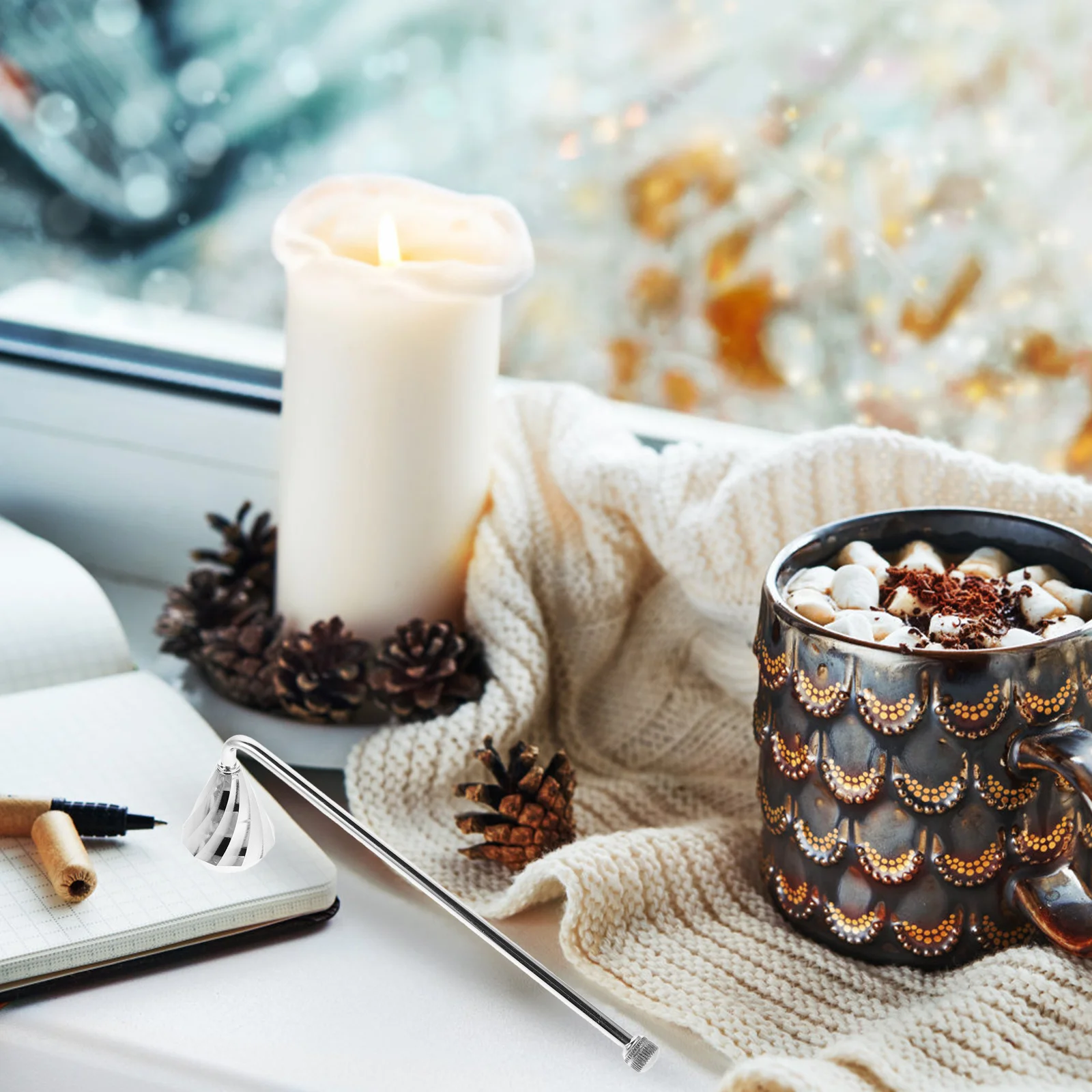 

Retro 7 Inch Snuffer Cover Metal Wick Extinguisher Tool Decorative Accessory for Holiday Party Home