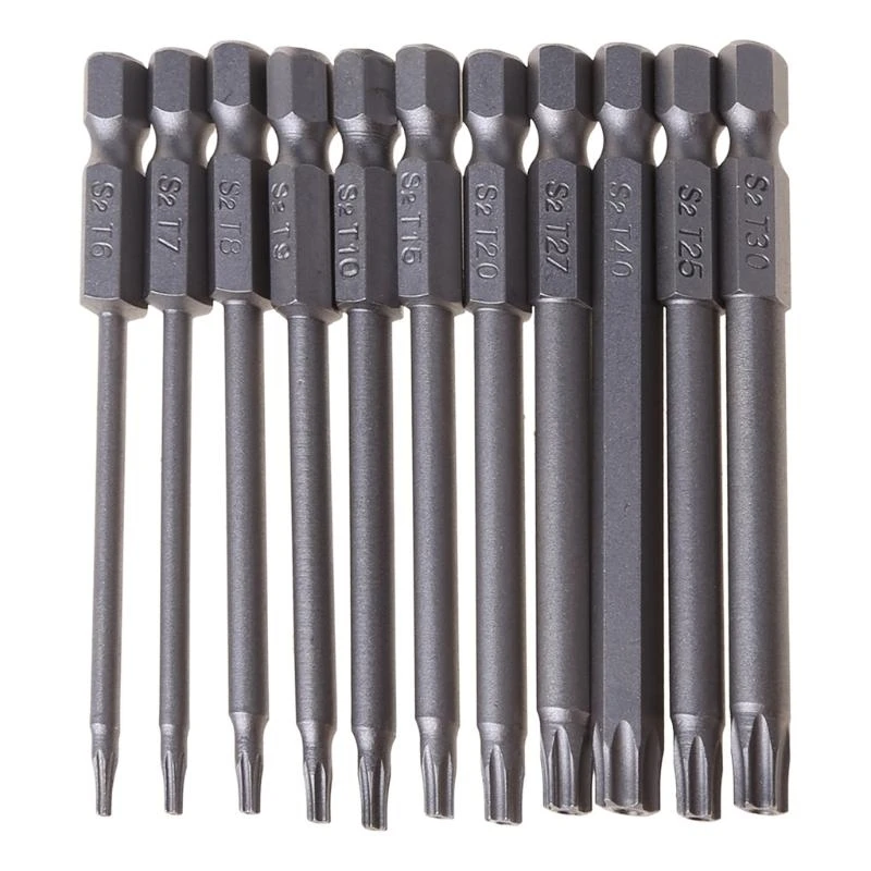 

11/12pcs Tamper Proof Security Drill Bit Set Torx Screwdriver Flat for Head 1/4" Bits C7AC