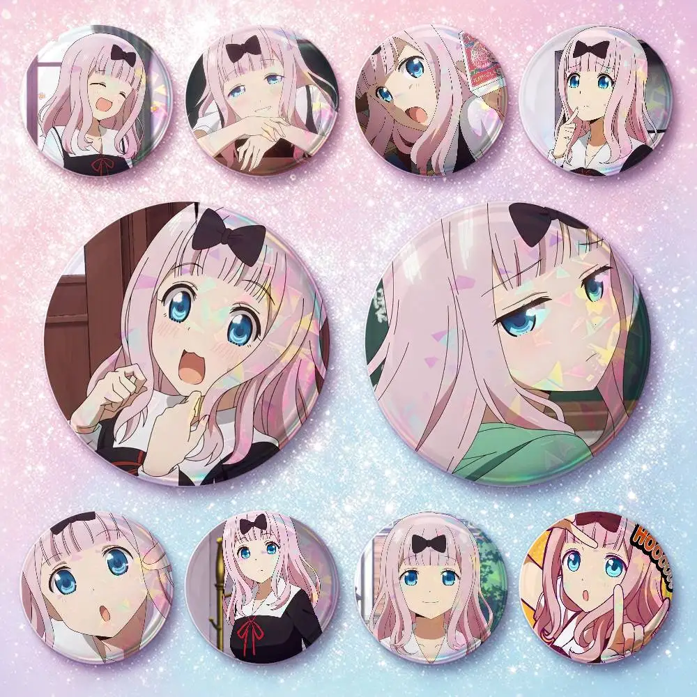 Chika Fujiwara Anime Figure Badges Button Round Creative Pin Brooch Badge Bag Decor Accessories Fans Collect Friends Gifts