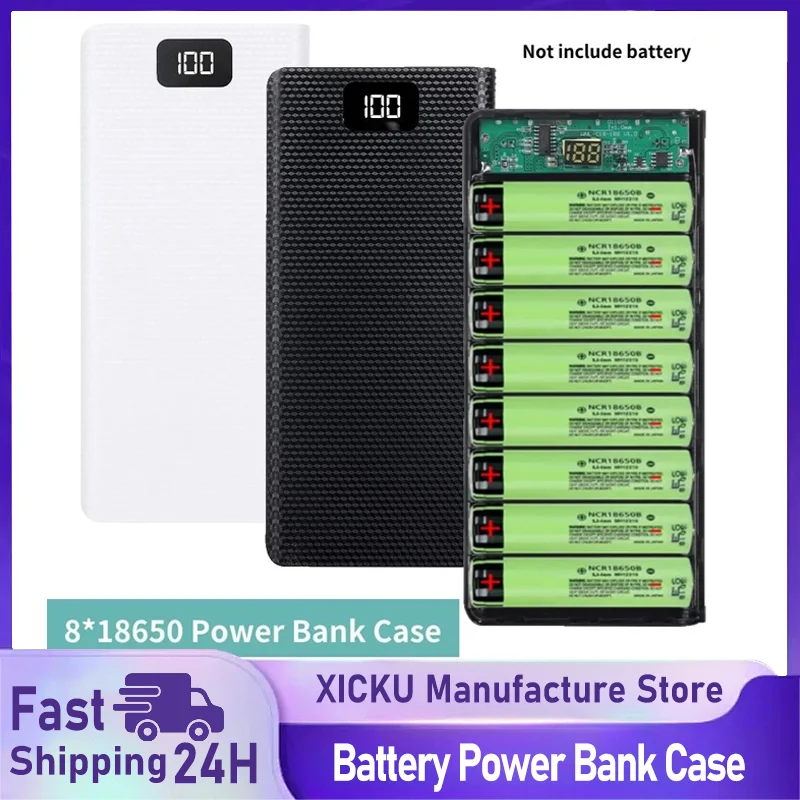 لتقوم بها بنفسك 8*18650 بطارية قوة البنك علبة تهمة صندوق تخزين 5 فولت المزدوج USB نوع-C صندوق حامل البطارية PD QC3.0 شحن سريع للهواتف الذكية