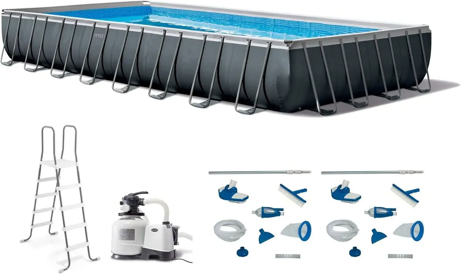 32ft x 16ft x 52in Rectangular Ultra XTR above Ground Pool Set with Cleaning and Maintenance Kit (2 Pack)