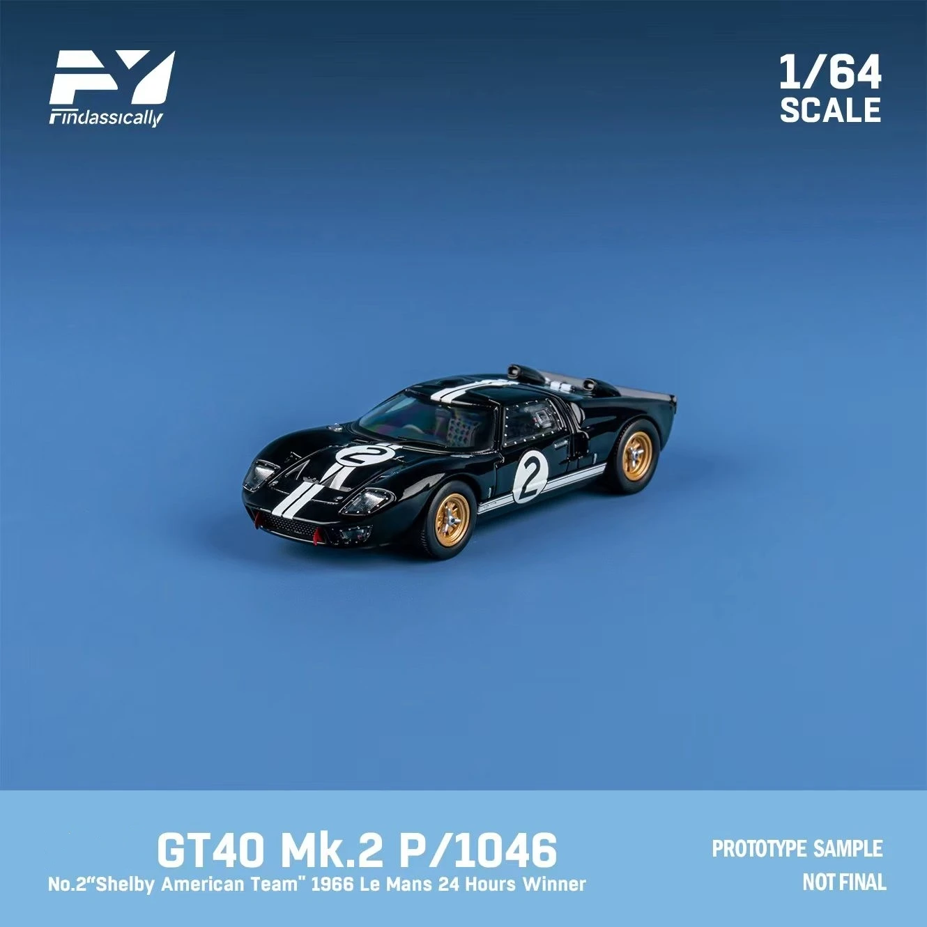 Findclassically FY 1:64 GT40 MK II Schwarz 2 #   Farbdruckguss-Modellauto