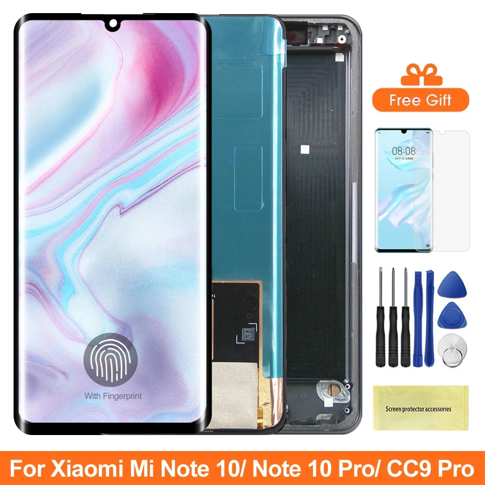 Screen for Xiaomi Mi CC9 Pro Lcd Display Touch Screen Digitizer Assembly with Frame for Xiaomi Mi Note 10 Pro / Note 10