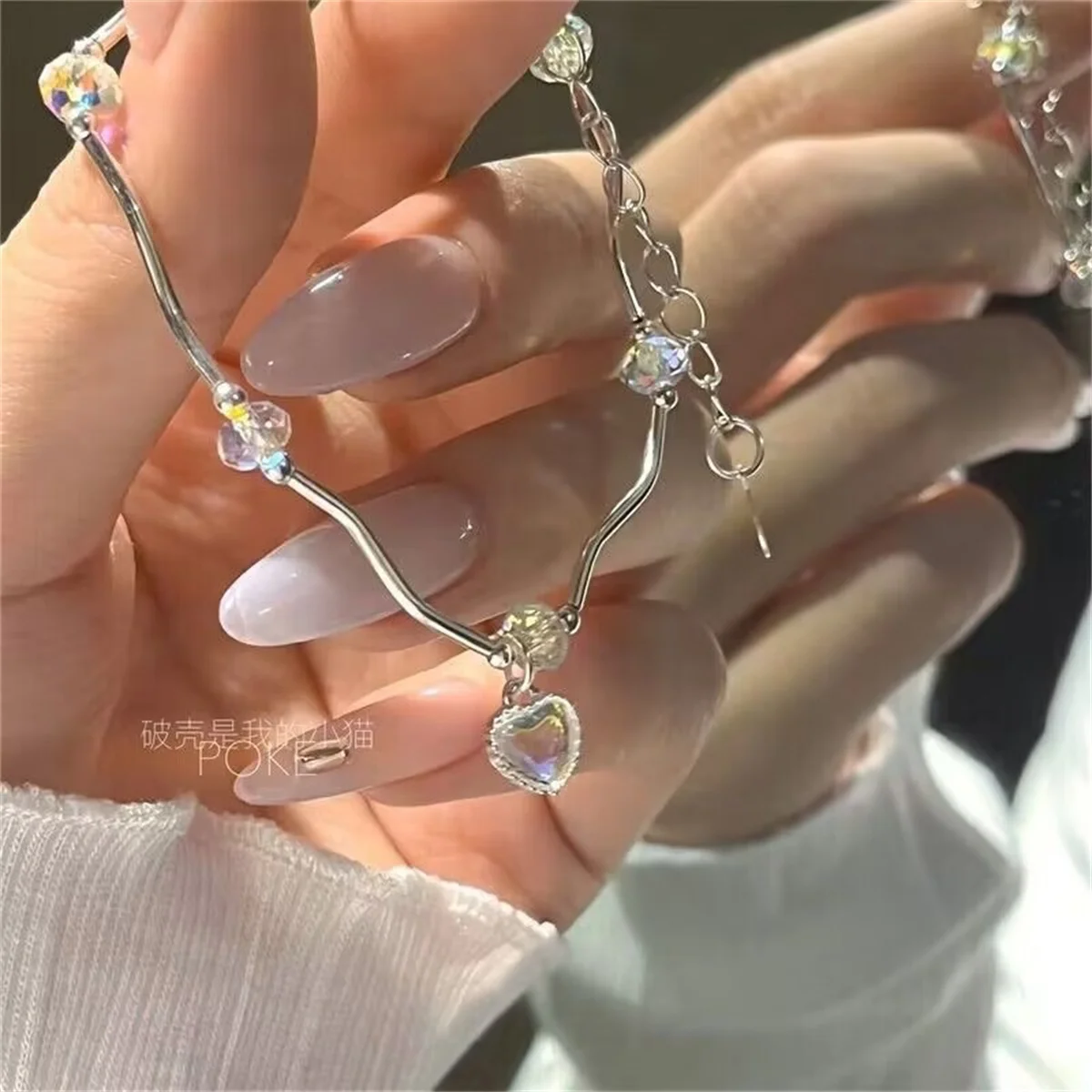 ew Silver Color Double Heart Bracelet & Bangle for Women Fine Fashion Jewelry Wedding Party Gift New Trend Hip Hop Bracelet