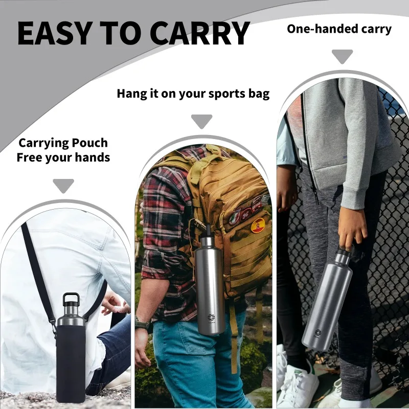 Fjbottle1750ML ترموس مفرغ ترمس من الفولاذ المقاوم للصدأ زجاجات الرياضة تسلق معزول زجاجة ماء مانعة للتسرب مع حقيبة ملابس محمولة #5