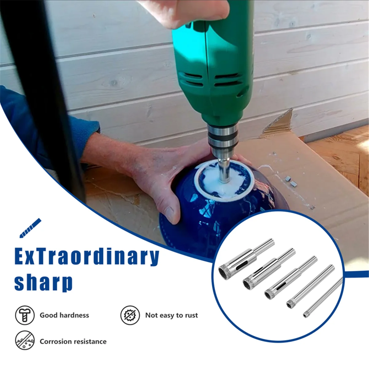 Glass Drill Bit Set- Drill Bits Glass Hole Saw Bottle Extractor Remover Tool