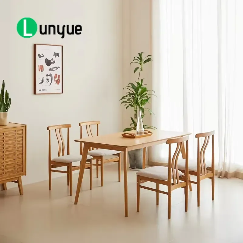 Modern Rectangular Dining Table with Marble Countertop and Bamboo Frame 4 Legs Sturdy Furniture for Home Kitchen Restaurant
