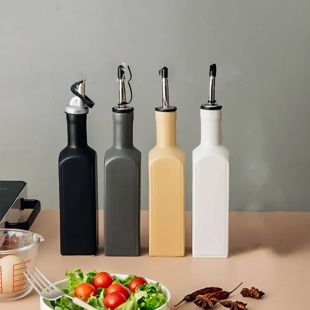 

Reduce Oxidation Ceramic Olive Oil Dispenser Bottle Empty Modern Design Kitchen Sauce Pot Large Capacity Funnel