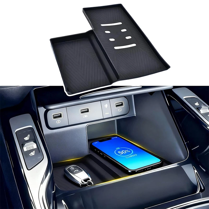 

For Kia Sorento 2021-2025 Silicone Car Center Console Wireless Charging Anti-Slip Mat Protective Pad Trim Accessories