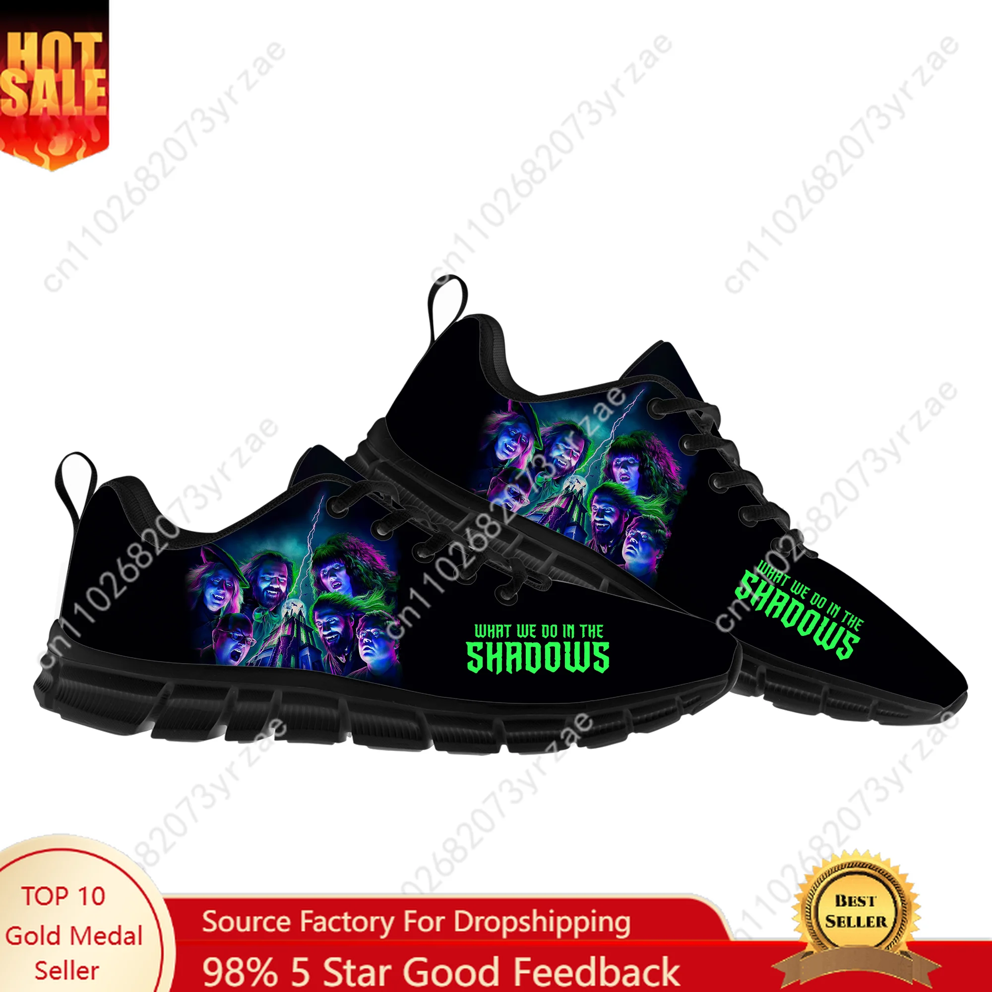 

What We Do in The Shadows Кружевная сетчатая обувь Кроссовки на плоской подошве Мужчины Женщины Спортивная обувь Высококачественные модные спортивные кроссовки на заказ Footwe