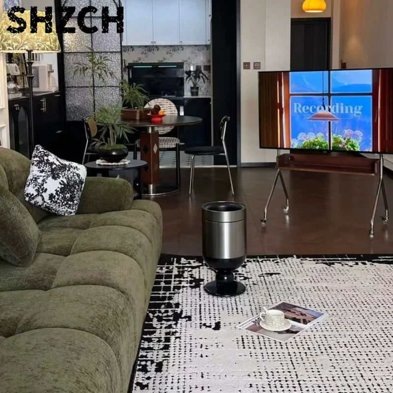 2026 New Stainless Steel Trash Can Mid Century Red Garbage Can High Foot Wine Glass Design Waste Bin for Living Room Decor