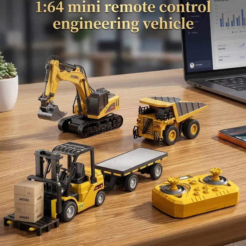 Engine Hoist Crane - 1:64 Bluetooth-Fernbedienungskran und Gabelstapler, zwei-in-eins-Desktop-Mini-Legierungsspielzeugauto mit
