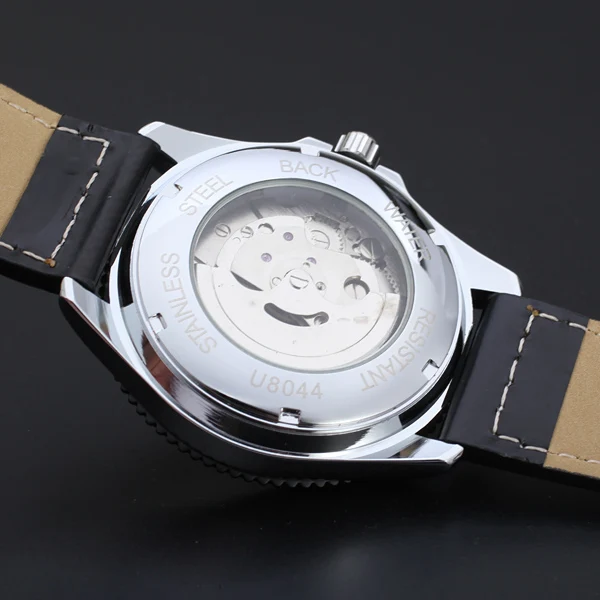 Fashion T-winner Top Brand Automatic Mechanical Reloj Self-winding Hollow Colored Dial Montre Business Men Leather Band Watches