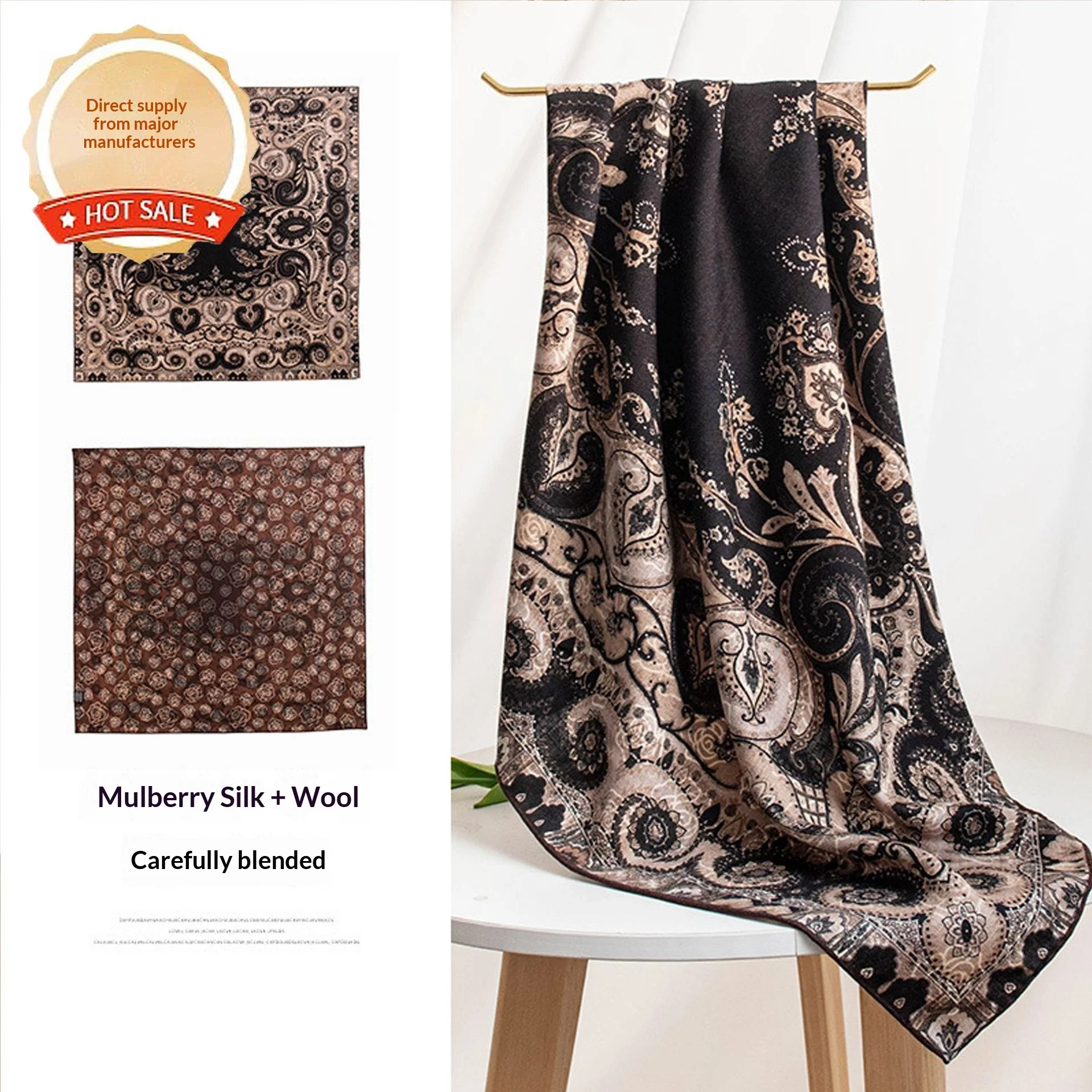 

Новый универсальный шерстяной шарф 2026 года: двусторонний, с принтом, теплый, модный, шаль