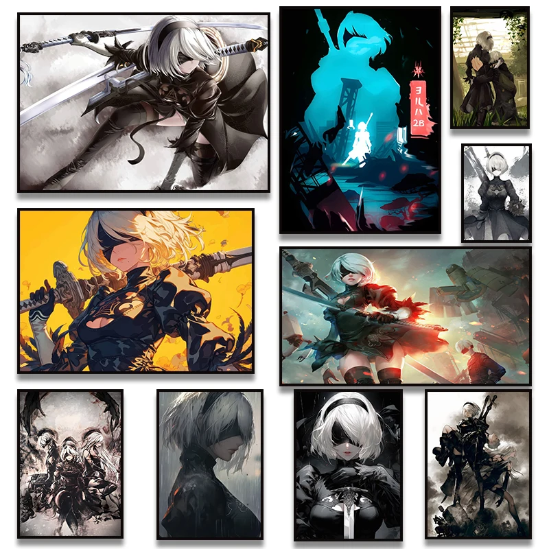 Nier Automata Game Series Poster Print Canvas Art Pictures Home for Living Room and Game Studio Wall Decor Frameless Painting