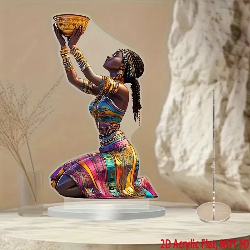 African women's art ornament color abstract pattern acrylic flat with base home book desktop decoration