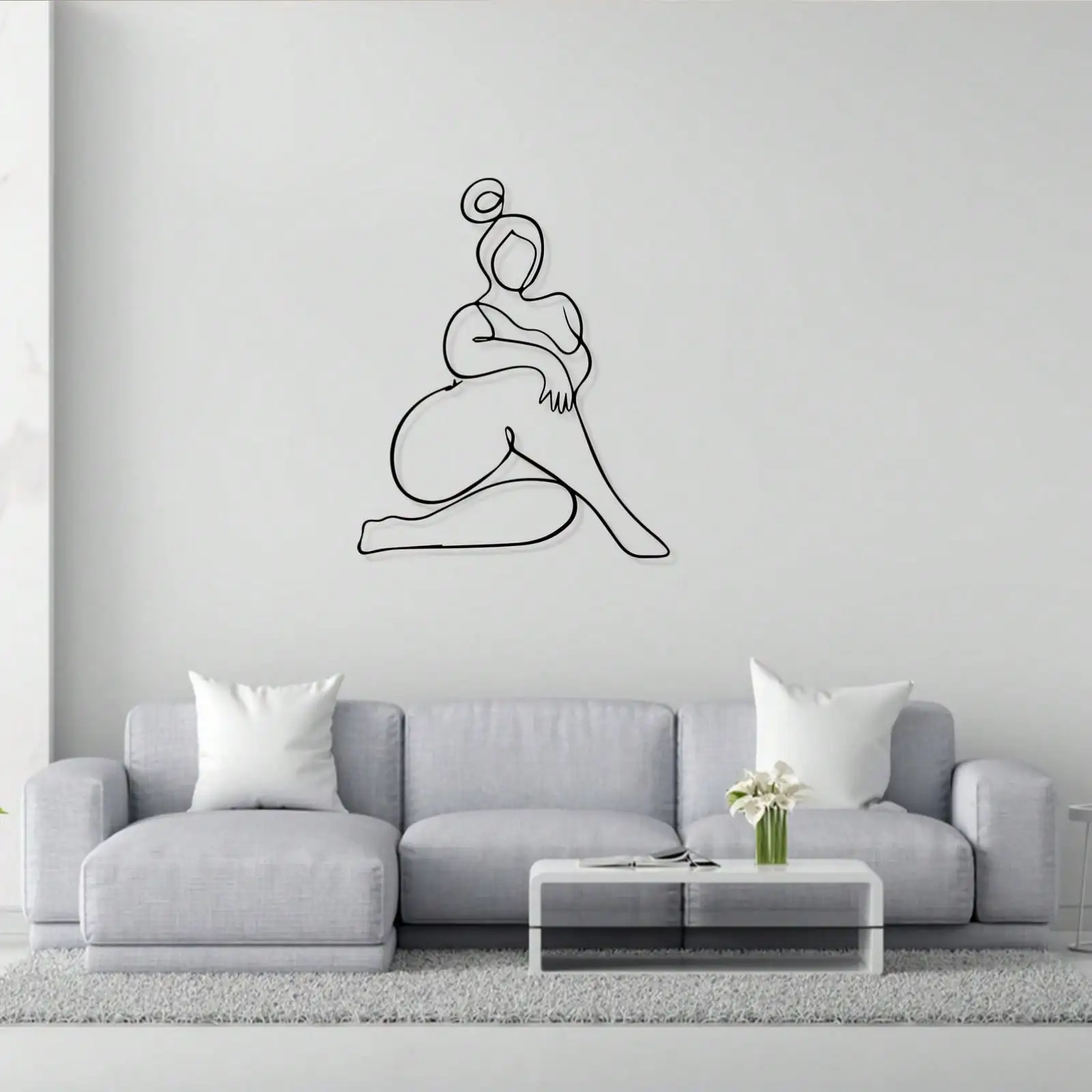 Brand 2D Flat Curved Female Form Body‑Positive Silhouette Metal Wall Art,Laser‑Cut Elegant Iron Hanging Sculpture