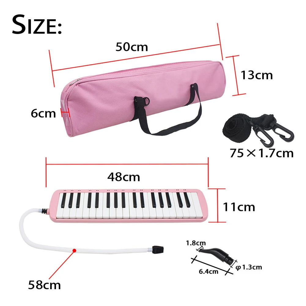 37 Piano Keys Harmonica Melody Musical Instrument Portable Pianica Mouth Organ With Handbag Mouthpieces