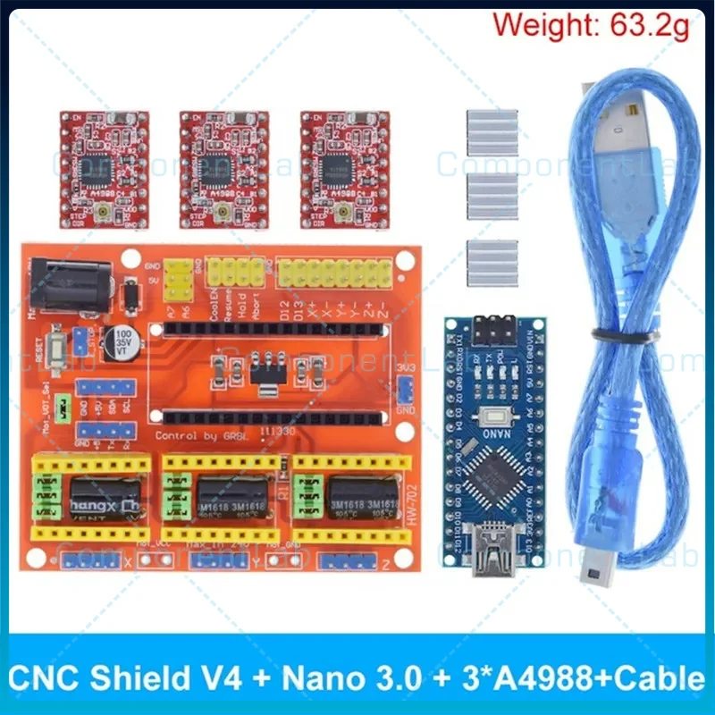 3D Printer Accessories CNC Shield V3 V4 Engraving Machine Kit NANO Enhanced Edition 4988 Driver