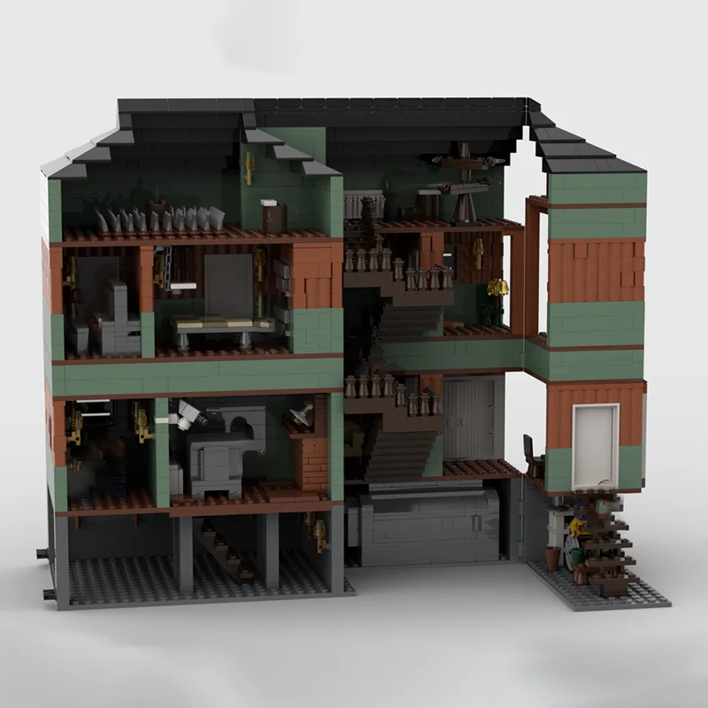 Stad Street View Model Moc Bouwstenen De Zenuw Gas Huis Model Technologie Modulair Blok Kerst DIY Speelgoed Vakantiecadeaus