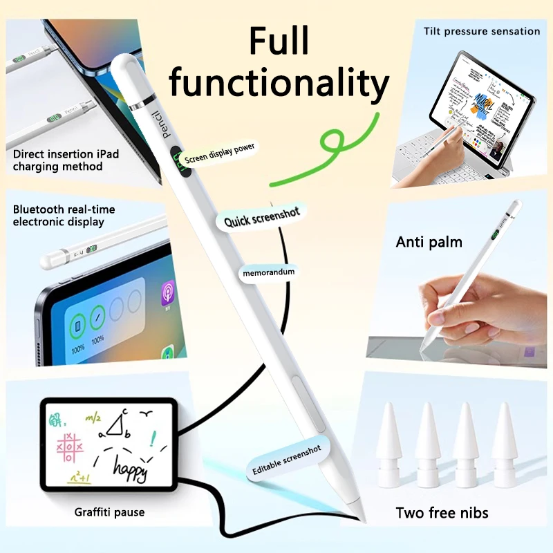 

for Apple Pencil iPad 11 Pens Magnetic Adsorption Pencil Stylus Pen Digital power display Palm Rejection for Apple Pencil 2 1