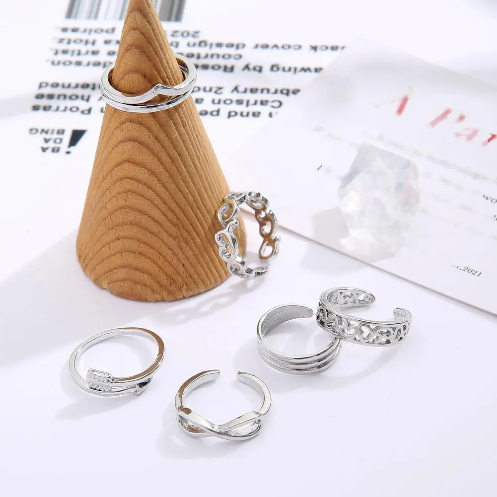8/12PCS Open Adjustable Toe Rings Set For Women Girls Beach Vacation Barefoot Foot Rings Shiny Alloy Summer Accessories