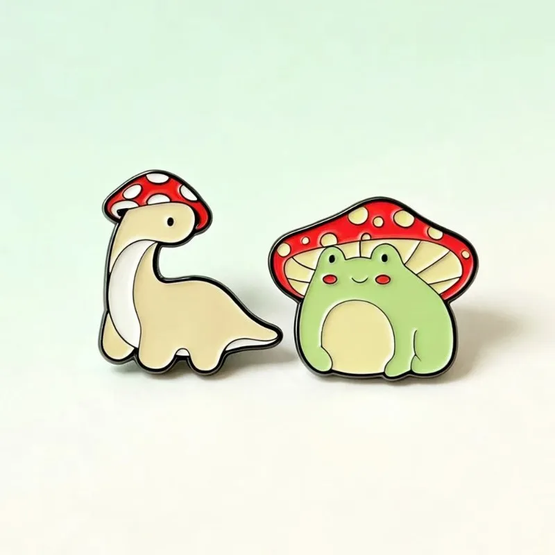 Creative Cartoon Animal Baked Paint Brooch, Cute Frog Dinosaur Shaped Metal Badge on Backpack Clothing Decorative Accessories