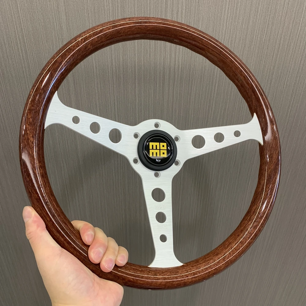 Universal 14Inch Classic MOMO Indy Heritage Steering Wheel Car JDM Racing ABS Wood MOMO Steering Wheel Volantes For VW TOYOTA