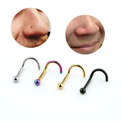 1PC Titanium Steel Nose Piercing 20G Black Gold Color Screw Nose Ring Nostril Nariz Nose Stud Earring Body Jewelry for Man Women