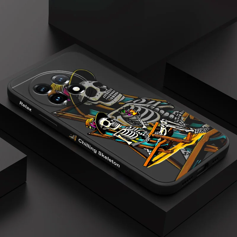 

Vintage Skeleton Phone Case For Oneplus 13 13R 12 12R 11 11R 10 10R 10T 9R 9RT 9 8T 8 7 7T Pro 5G Liquid Silicone Cover