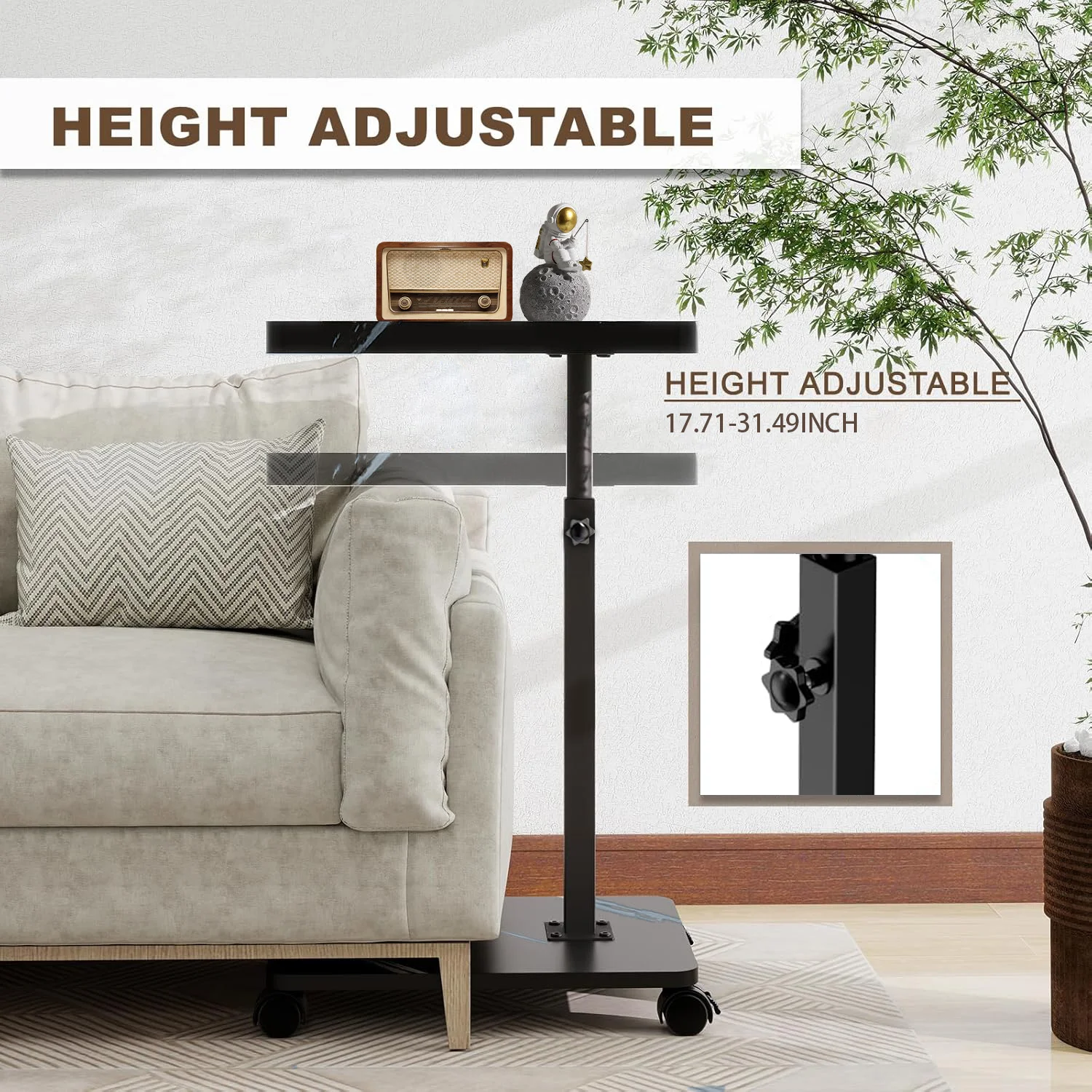 15.74x11.81 Inch Coffee Table C-Shaped Simple Mobile Rolling Storage Desk Home Bedside Corner Sofa Cabinet Family Side Tables image 3