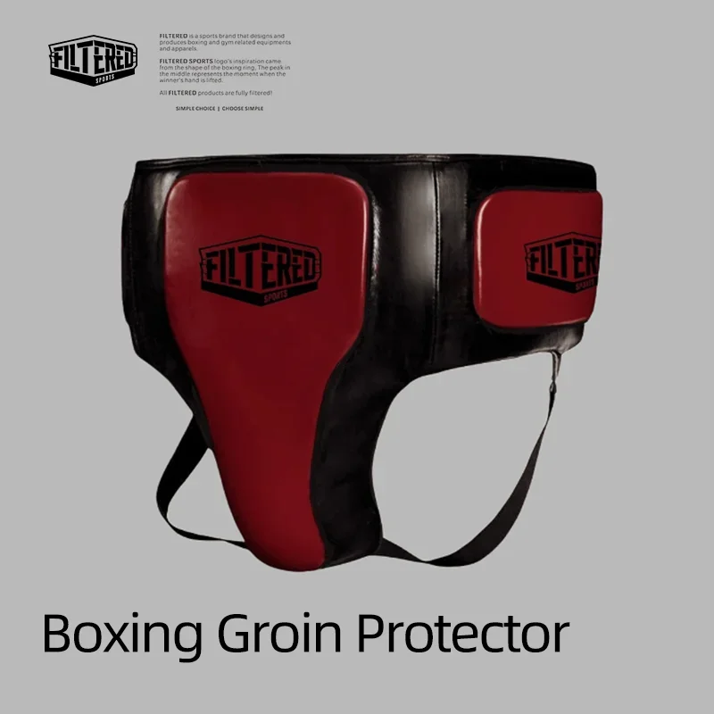 FILTERED SPORTS High-Density Elastic Sports Groin Guard for Men and Women - Adjustable Straps Durable Faux Leather Boxing GP01