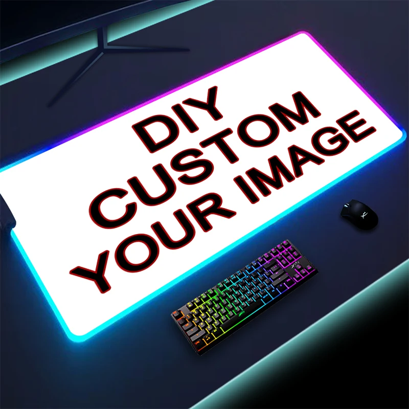 diy rgb mouse pad personalizado preto led mousepad com todo branco escritorio gaming desk mat com backlit pc gamer computador laptop pads mat 01