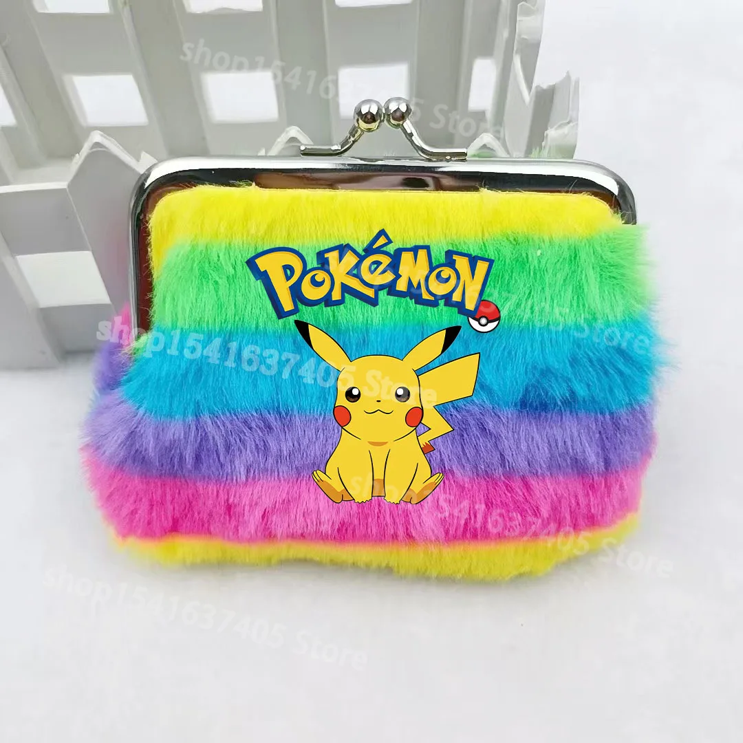4-inch-pokemons-pikachu-coin-purse-stripe-rainbow-card-holder-cute-anime-fashion-casual-portable-key-bag-wallet-birthday-gift