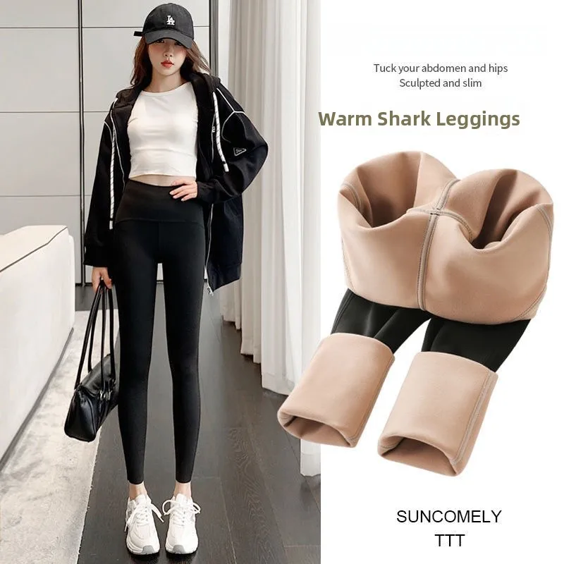 

Thiened Yoga Pants High Waist Nylon Women's Boting ark Skin Pants Autumn Winter New Sle Outerwear Fce Bla Tummy...