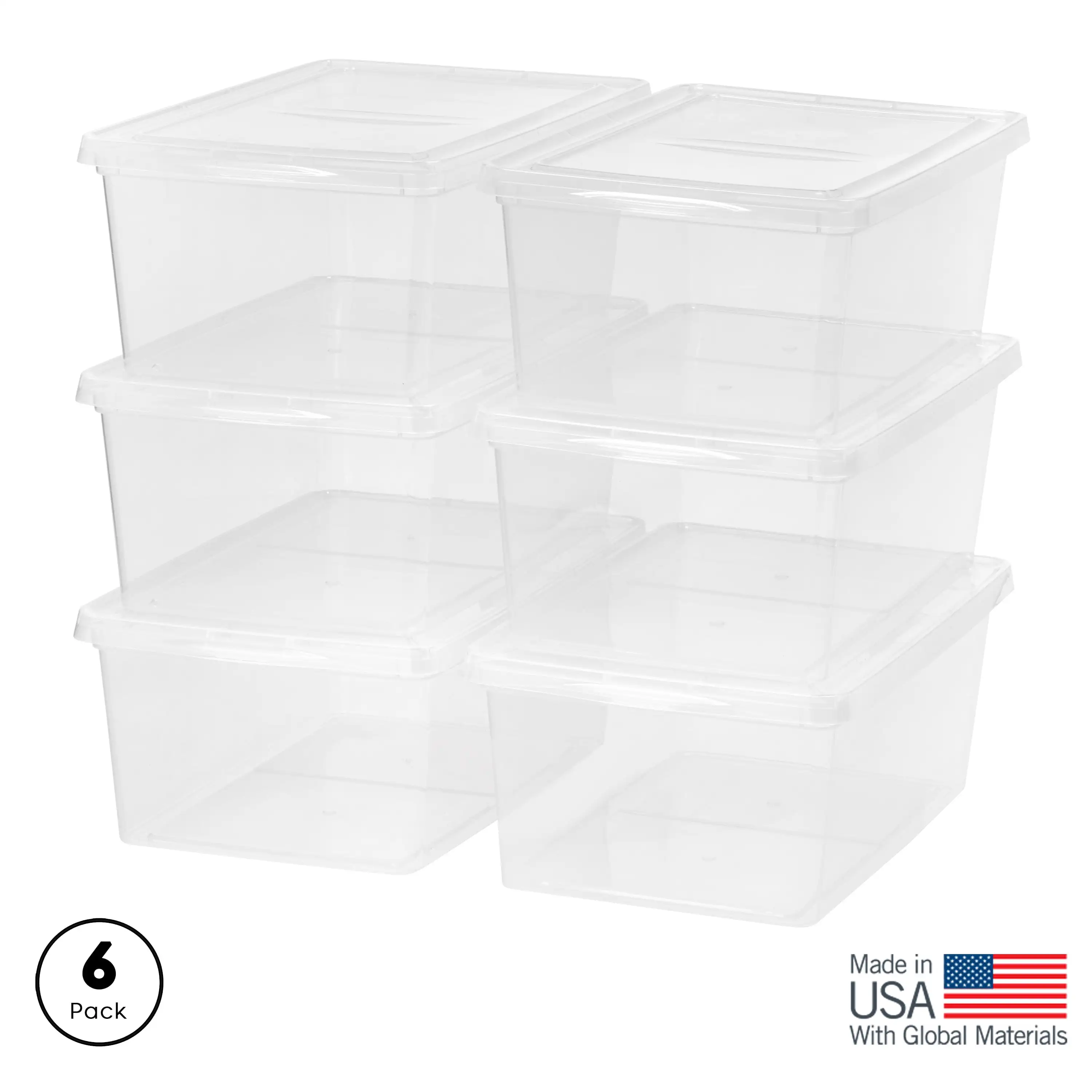 Stackable PP Resin 17 Qt Plastic Underbed Storage Bins, Clear, 4 Count Pack