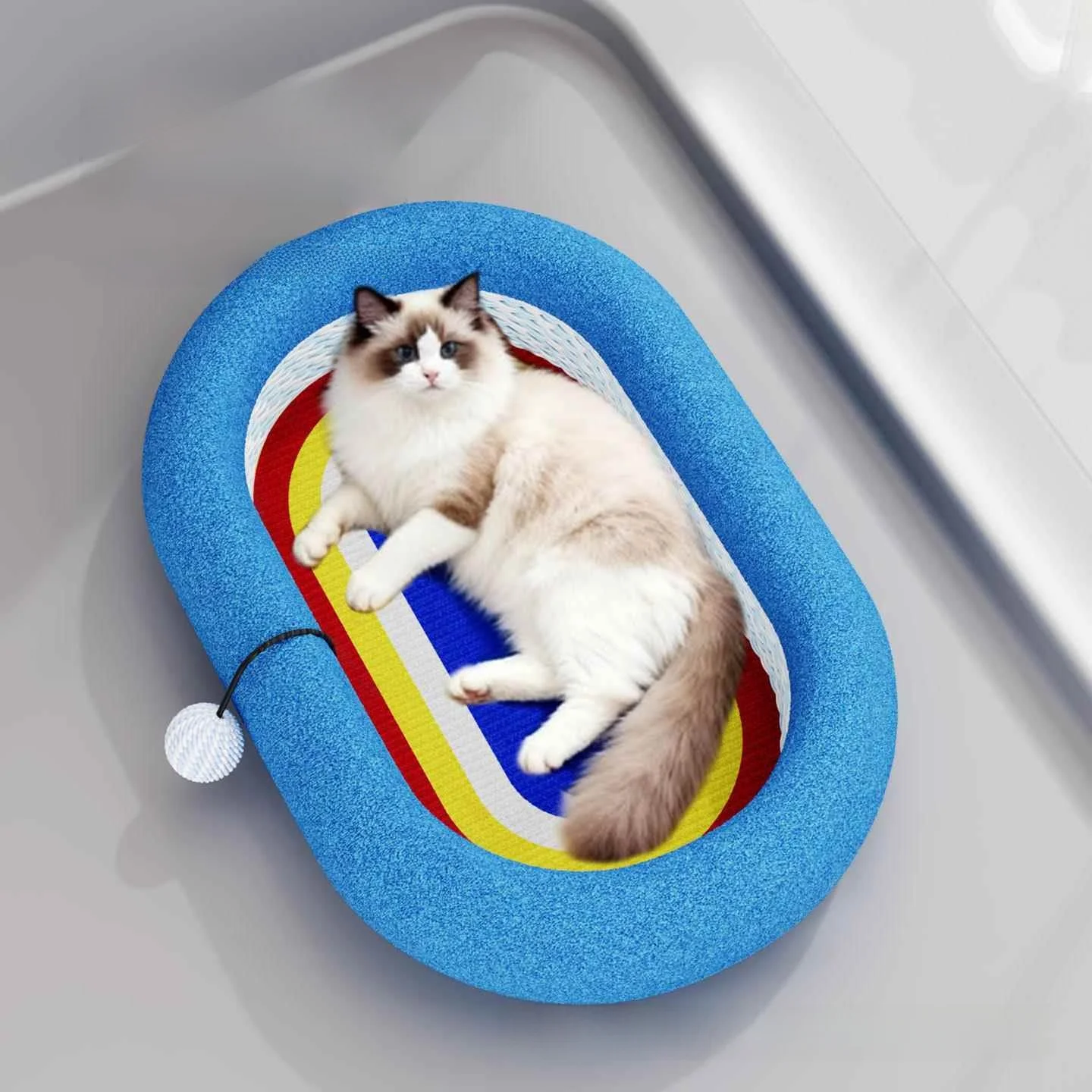 tiragraffi-integrato-starry-blue-per-animali-domestici-giocattolo-resistente-all'usura-per-tutte-le-stagioni-taglia-media-in-juta-con-cuccia-integrata