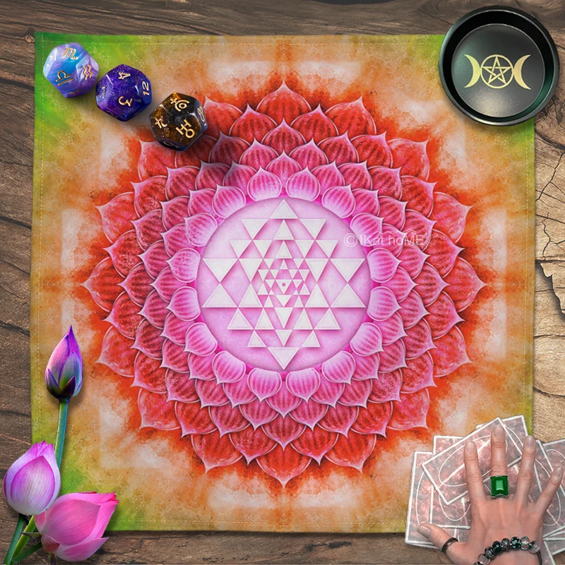 Watercolor Sri Yantra Mandala Tarot Tablecloth Pagan Altar Cloth Divination Astrology Board Game Card Witchcraft Reading Spread