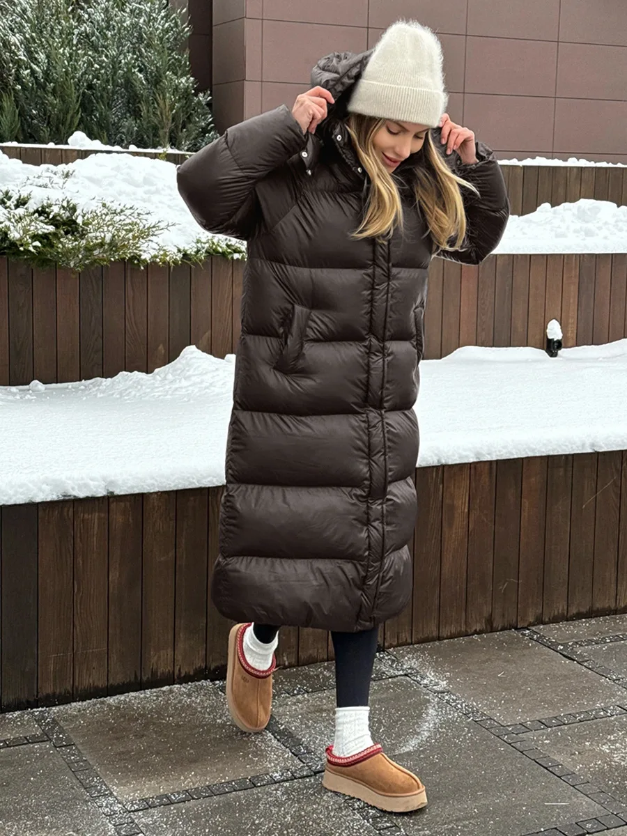 Bornladies feminino novo inverno extra longo com capuz parkas retro algodão acolchoado jaqueta pesada sobre o joelho quente outerwear