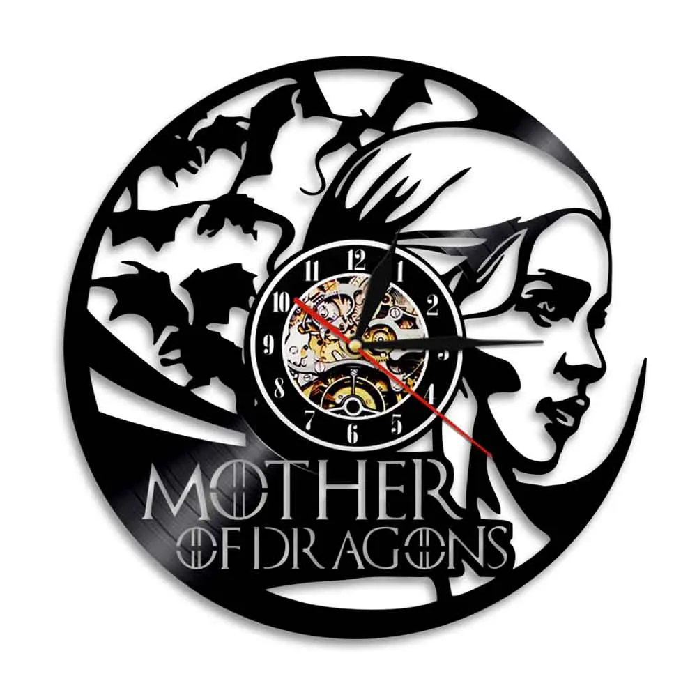 NONE Haus Targaryen Vinyl Record Wanduhr TV Show Fantasie Wohnkultur Uhr Eis Und Feuer Drache Geschnitzt Album Musik Longplay uhr 8