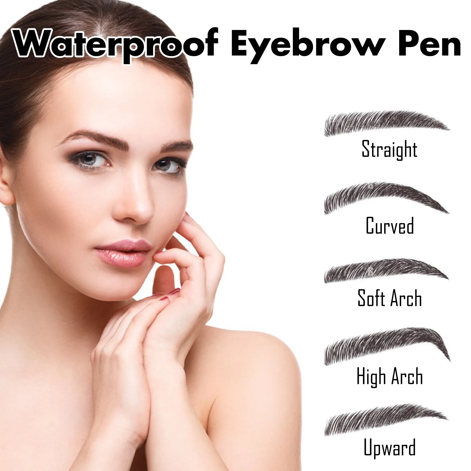 Five Color Wild Eyebrow Pencil, Four Point Eyebrow Pencil Waterproof Four Ronged Eyebrow Tattoo Pen Long-Lasting Beauty Makeup