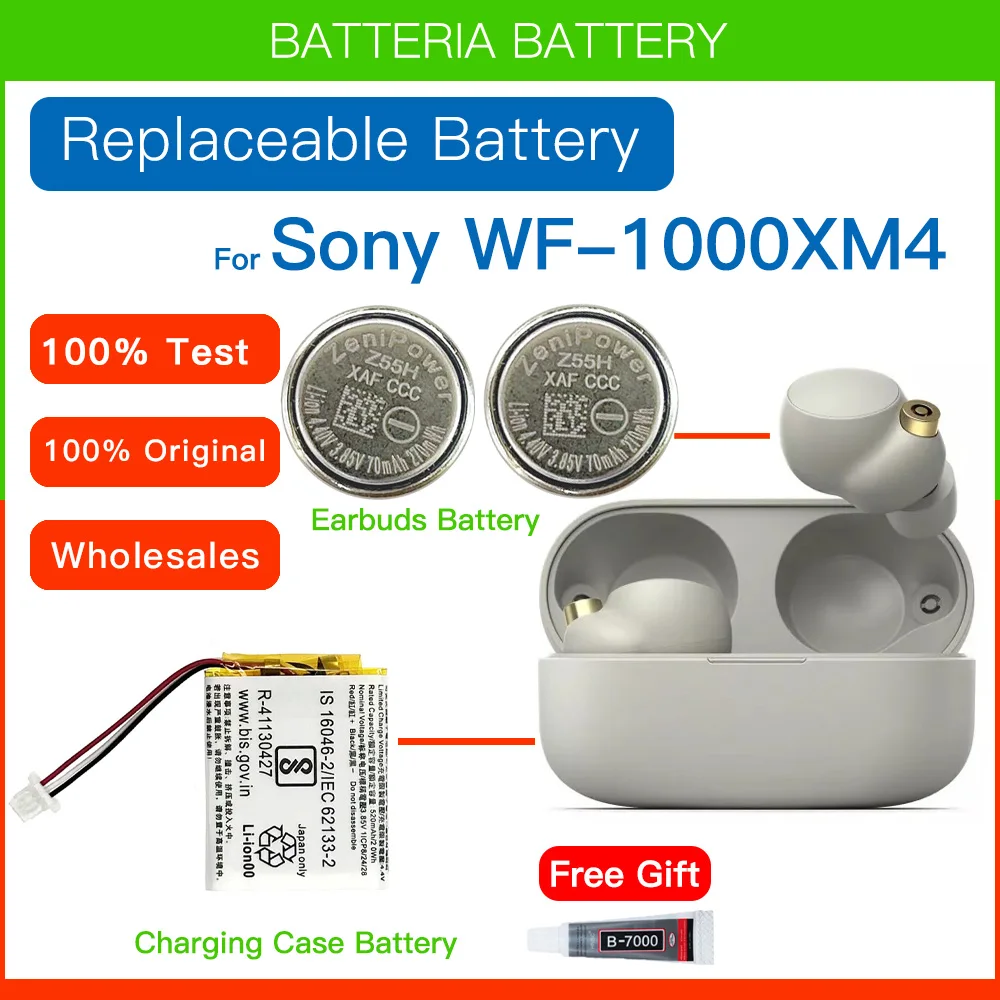 Original ZeniPower Z55H 3.85V 70mAh Battery For SONY WF-1000XM4 1000XM4 XM4 Bluetooth Earbuds Headset Batteria+Free gift Tools