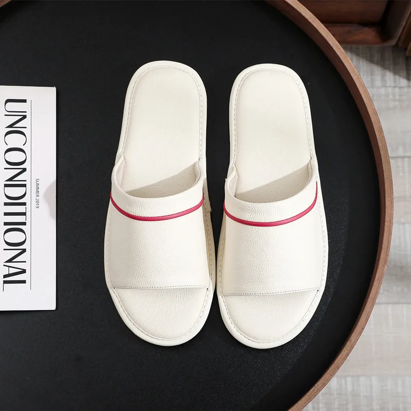 Couple's Latex Cowhide Summer Indoor Slippers Non-slip Non-stinking Genuine Leather Soft Home Slippers for Women and Men - view 4