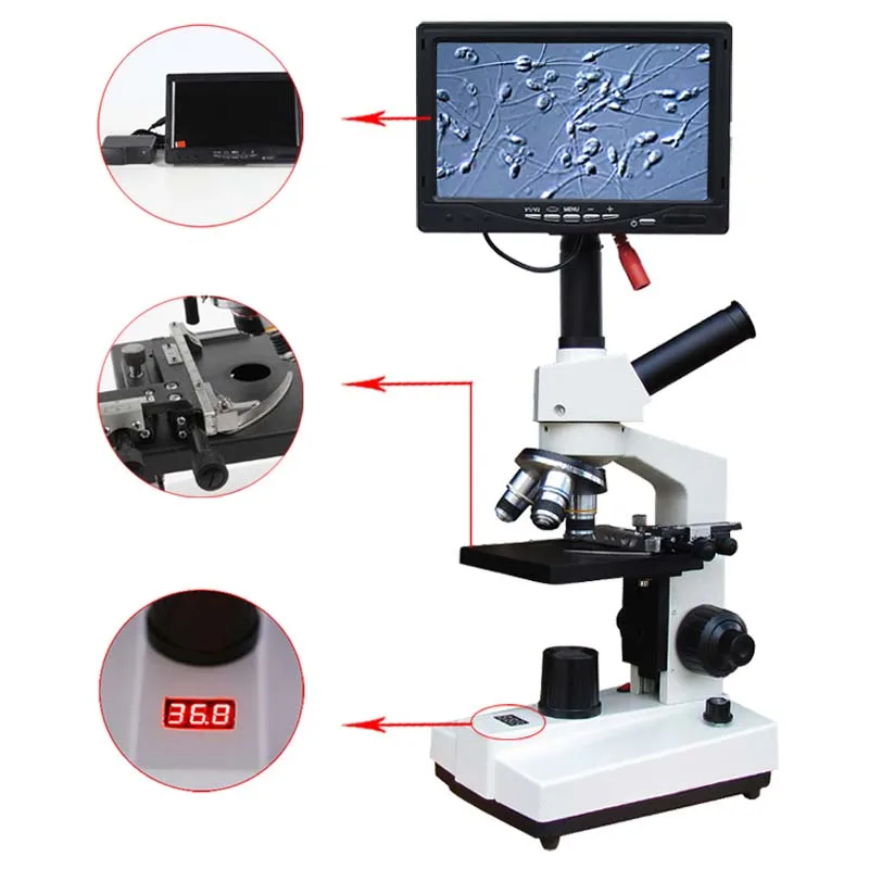 LCD Biological Microscope Animal Semen Sperm Egg Observation Artificial Insemination Aquaculture Dedicated Homeothermy