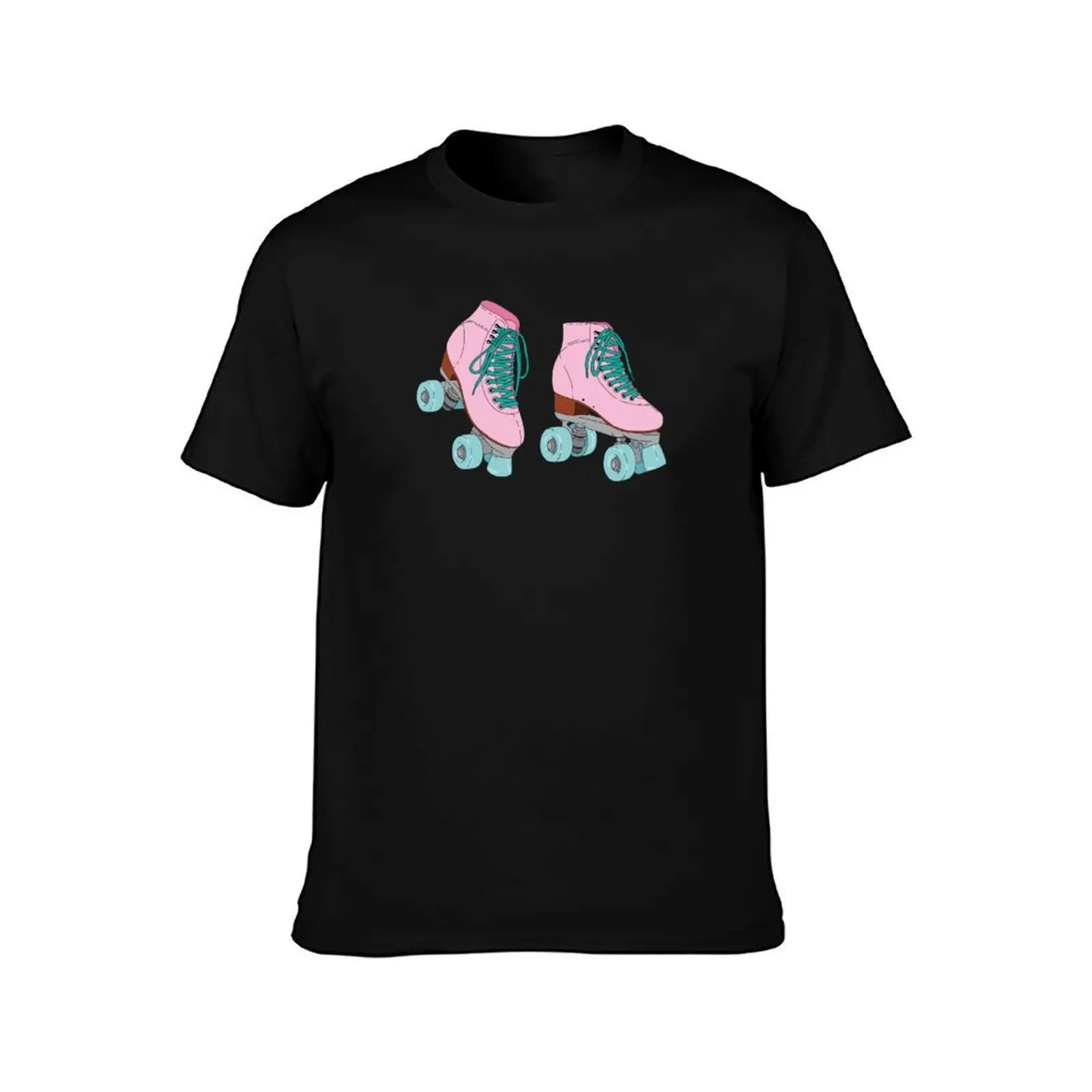 Roller Skates 01 T-Shirt, Summer Casual Cotton Tee, Oversized Streetwear Tops, Vintage Graphic Print, Loose Fit Short Sleeve