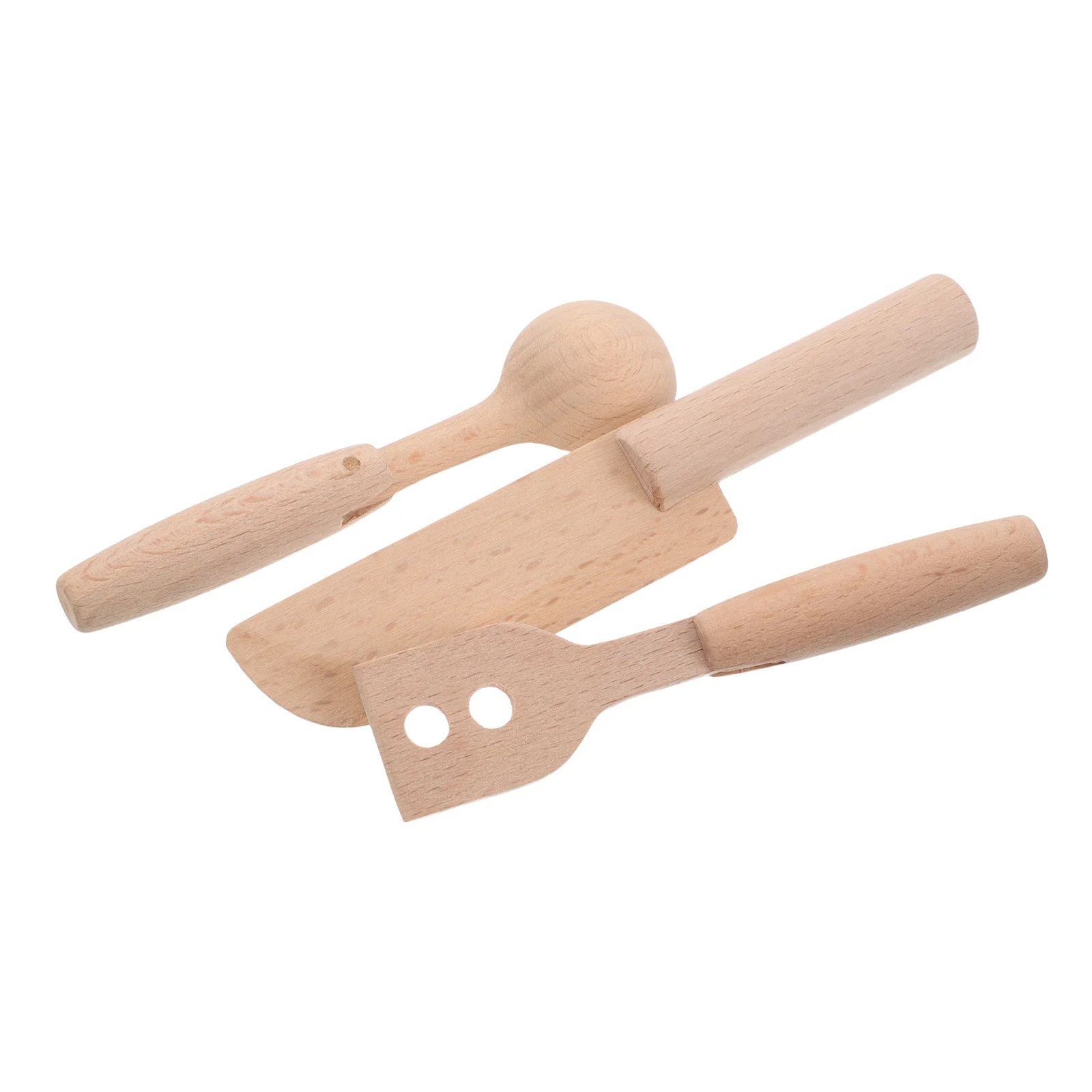 3pcs Realistic Kitchen Playset For Toddlers Simulated Wooden Cooking Safe Edges Durable Utensils Vegetable Cutter Pretend Play