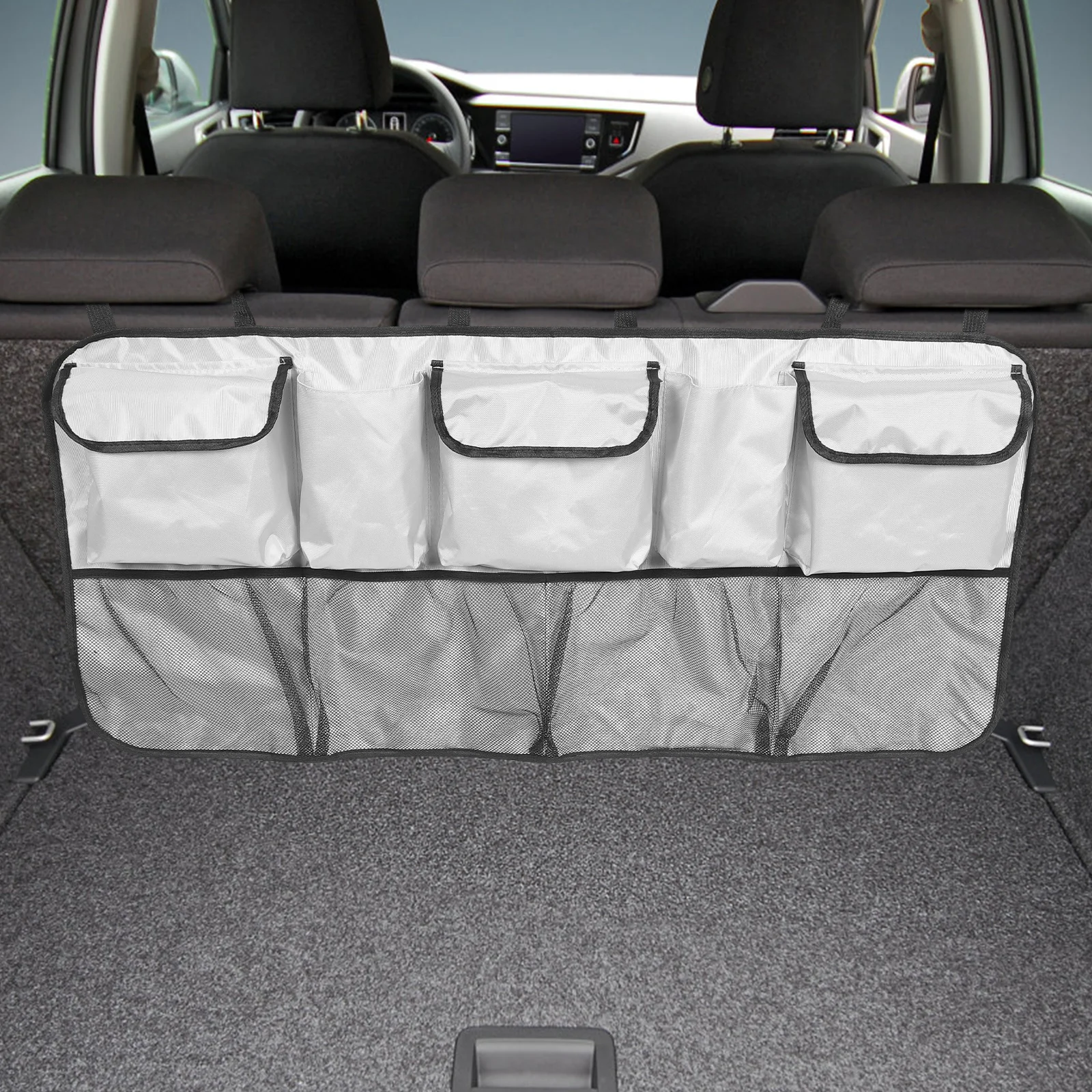 

Car Trunk ganizer Backseat Storage Oxford Cloth Gray Large Upgrade s Waterproof Multi Functional Hanging Bag Trunk Cargo Storage