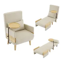 3-in-1 convertible armchair with sleeping function with wooden tray upholstered folding armchair upholstered seat lounge chair